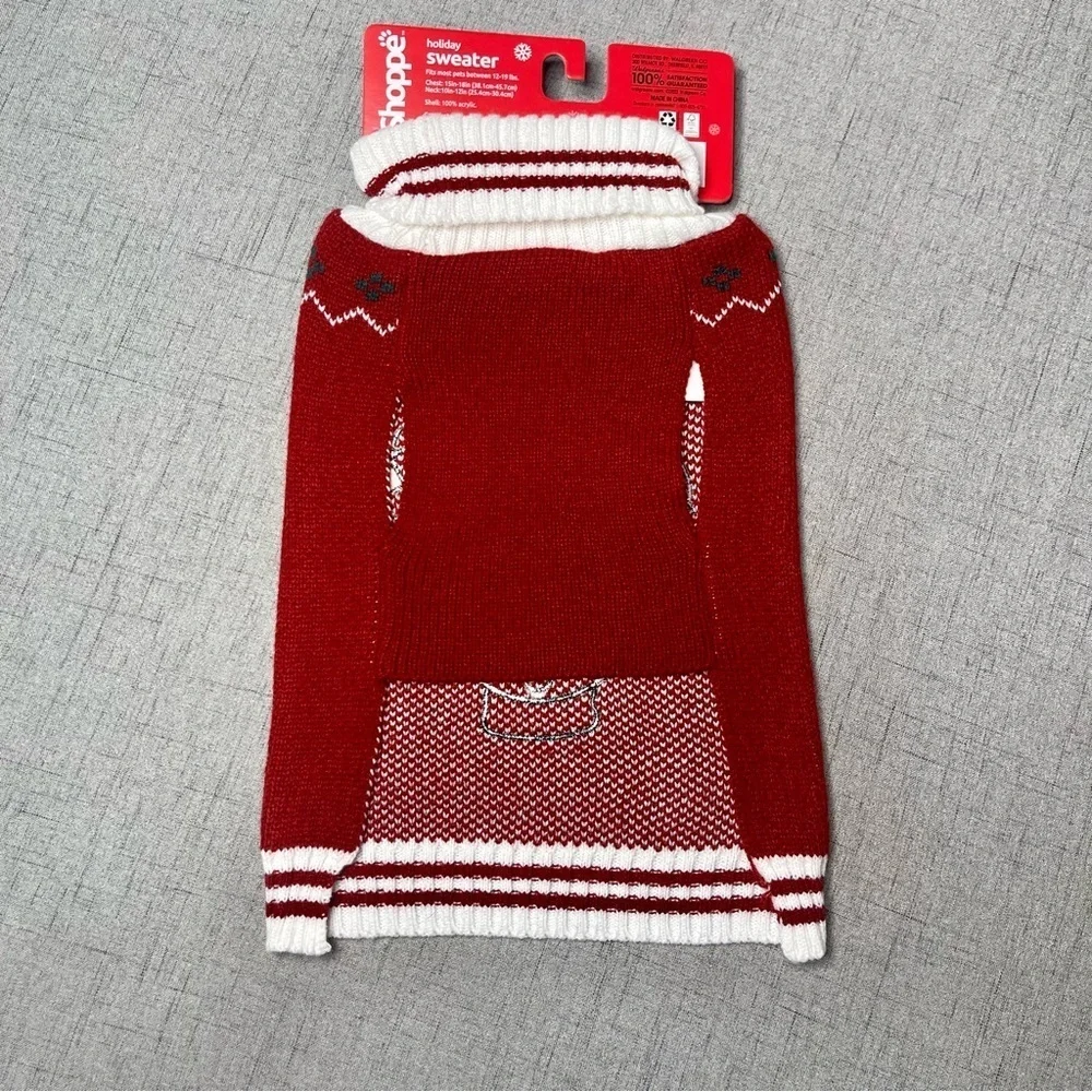 Pet Dog Christmas Sweater Reindeer with Lights Red White Medium Nwt